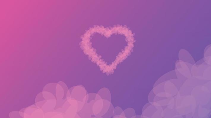 HEART PINK ON PURPLE GRADIENT BACKGROUND.