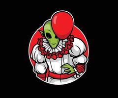 Alien disguised as a clown on Halloween Vector Graphic
