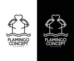 concepto de logotipo de línea de flamenco vector