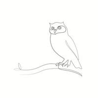 Abstract owl on a tree branch one line art continues line drawing vector