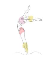 Abstract ballet dancer in studio woman dance pose elegant one line art drawing vector