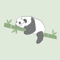 lindo oso panda con estilo de arte de línea elegante de bambú vector