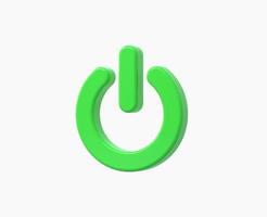 3d Realistic Power On green button vector illustration