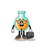 mascota de vasos de laboratorio como hombre de negocios