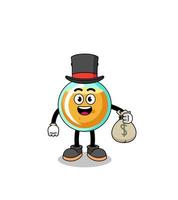 lab beakers mascot illustration rich man holding a money sack vector