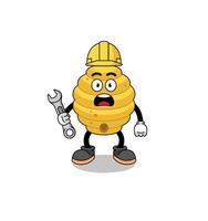 ilustración de personaje de colmena de abejas con error 404 vector