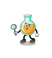 Mascot of lab beakers searching vector