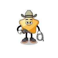 Character mascot of star as a cowboy vector