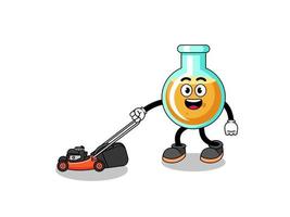 lab beakers illustration cartoon holding lawn mower vector