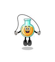 lab beakers mascot cartoon is playing skipping rope