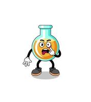 ilustración de personaje de vasos de laboratorio con la lengua fuera vector