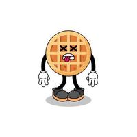 la ilustración de la mascota de waffle circular está muerta vector