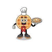 Illustration of circle waffle as an italian chef