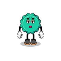 bottle cap cartoon with fatigue gesture vector