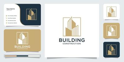 building logo design inspiration and business card. Premium Vector