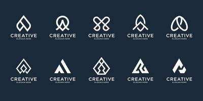 Set of abstract initial letter A logo design template. icons for business of luxury, elegant, simple. Premium Vector