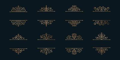 Set of golden frames, minimalist dividers.Premium Vector