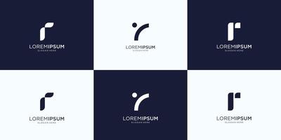 Set of abstract initial letter r logo design template. icons for business of luxury, elegant, simple. Premium Vector
