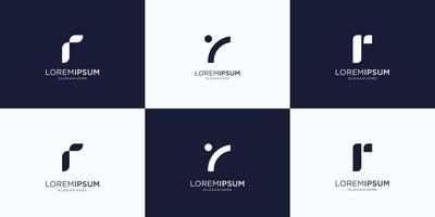 Set of abstract initial letter r logo design template. icons for business of luxury, elegant, simple. Premium Vector