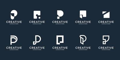 Set of abstract initial letter P logo template. icons for business of luxury, elegant, simple. Premium Vector