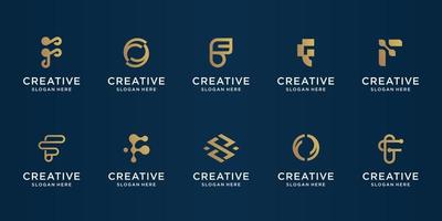 Set of abstract initial letter F logo design template. icons for business of luxury, elegant, simple. Premium Vector