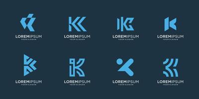 Set of abstract initial letter K, logo design template. icons for business of luxury, elegant, simple. Premium Vector