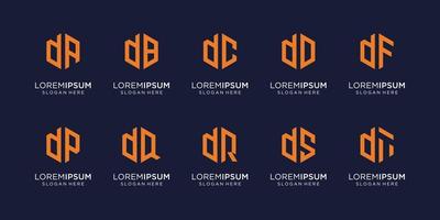 Set of abstract initial letter d and letter random  logo design template. icons for business of luxury, elegant, simple. Premium Vector