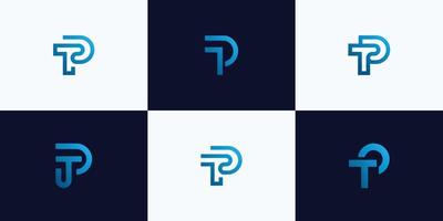 Set of abstract initial letter T,letter P logo design template. icons for business of luxury, elegant, simple. Premium Vector