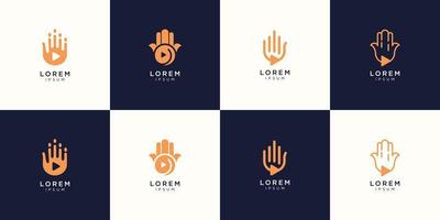 Set of High Five Hand Play, Logo Template Design Vector, Emblem, Design Concept, Creative Icon.premium vector