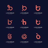 Set of abstract initial letter b logo template. icons for business of luxury, elegant, simple. Premium Vector