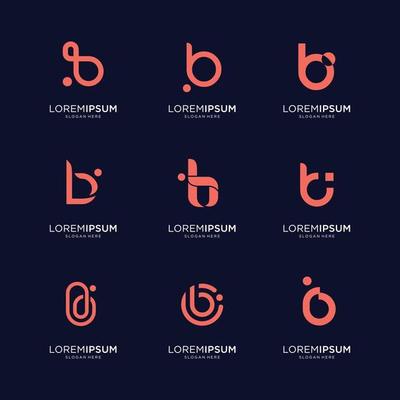 Set of abstract initial letter b logo template. icons for business of luxury, elegant, simple. Premium Vector