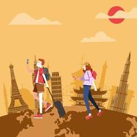 Traveling to the whole world happily vector