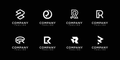 conjunto de plantilla de diseño de logotipo de letra r de monograma creativo. el logotipo se puede utilizar para la empresa de construcción. vector premium