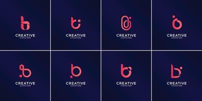 conjunto de plantilla de diseño de logotipo de letra inicial b abstracta, punto, iconos de tecnología para negocios de lujo, elegante, simple. vector premium