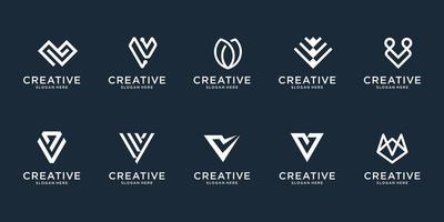 Set of abstract initial letter logo v. icons for business of luxury, elegant, simple. Premium Vector