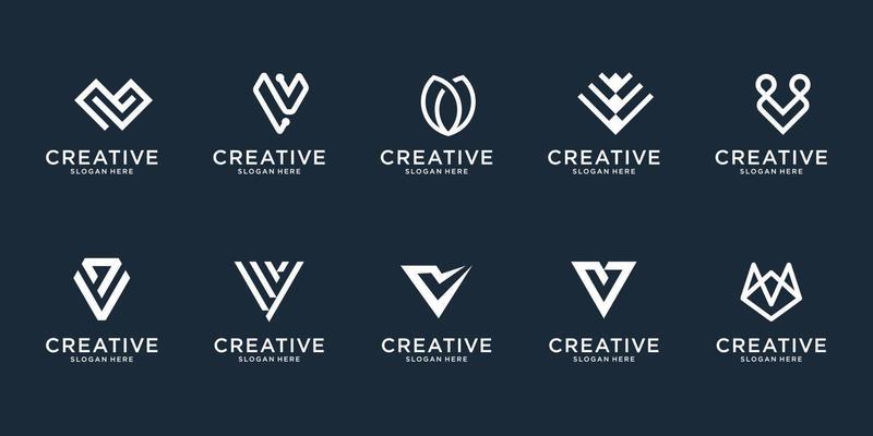 Set of abstract initial letter logo v. icons for business of luxury, elegant, simple. Premium Vector