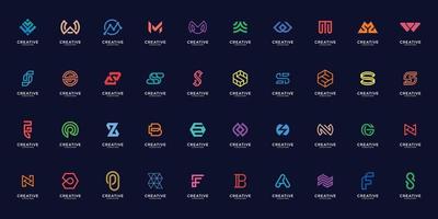 Mega logo Collection of abstract logo designs. flat minimalist modern for business.Premium Vector