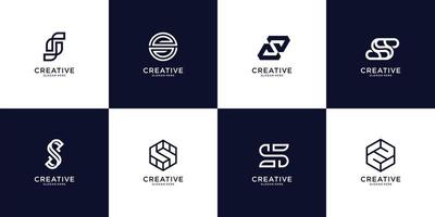 conjunto de plantilla de logotipo de letra inicial abstracta s. iconos para negocios de lujo, elegantes, simples. vector premium