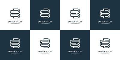 set of Monogram logo line simple Premium Vector.letter e and letter b design template.premium vector