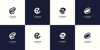 Set of abstract initial letter e logo design template. icons for business of luxury, elegant, simple. Premium Vector