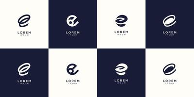 Set of abstract initial letter e logo design template. icons for business of luxury, elegant, simple. Premium Vector