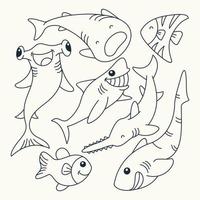 set of fish. line art design, minimalist, simple and unique. premium vector