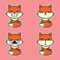 vector illustration of cute fox emoji