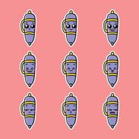 vector illustration of cute pen emoji