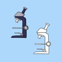 Set of picture, Metal microscope for research, vector illustration in cartoon style on a colored background