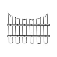 Monochrome picture, Old wooden fence with a semicircular top, vector illustration in cartoon style on a white background