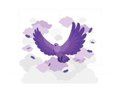 diseño plano de pájaro volador púrpura vector