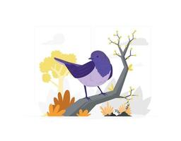 Cute robin sitting on a tree branch vector