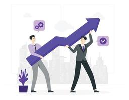 Two caucasian smiling business men holding growth graph vector