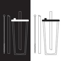 pajillas con vidrio cero desperdicio. concepto de uso de elementos ecológicos naturales duraderos y reutilizables sin plástico. cepillo de limpieza de tubos vector